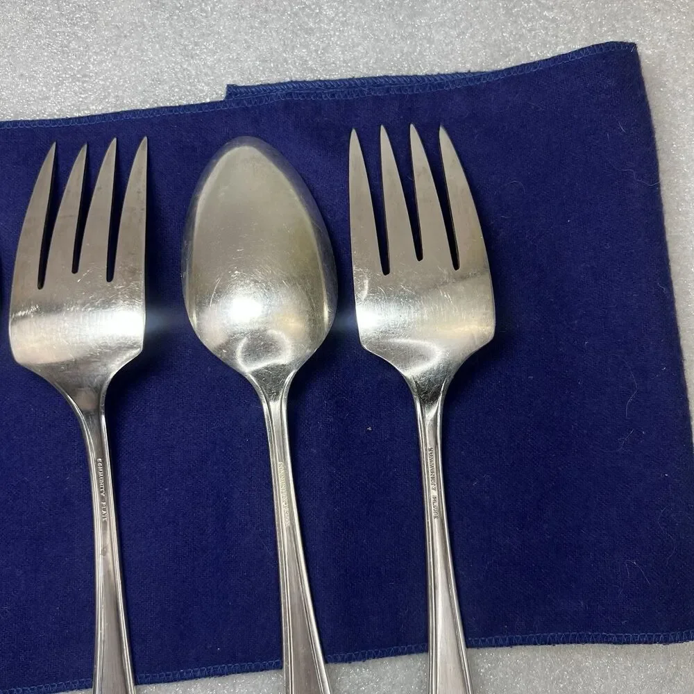 3 Sets Oneida Community Plate Adam 1917 Cold Meat Serving Fork & Spoon